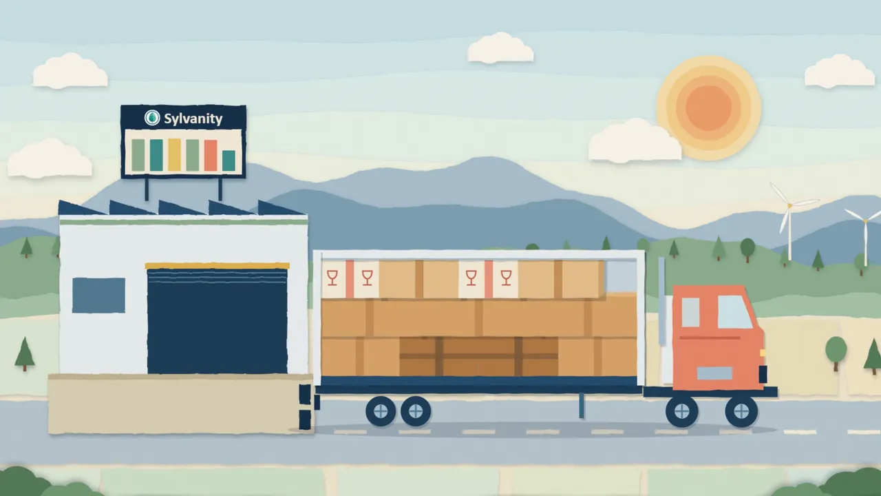 Paper-cut illustration: a truck at the dock, fully and evenly loaded